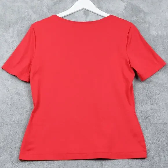 ESCADA Scoop Neck Short Sleeve‎ Tee Nylon Stretch Jersey Top Red Sz 40 US 10 - Picture 4 of 5